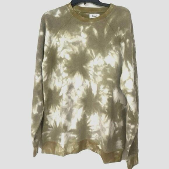 FEAT NWT Latte Tie Dye  Blanket Blend Crew Neck Sweatshirt Size Large - Picture 3 of 13